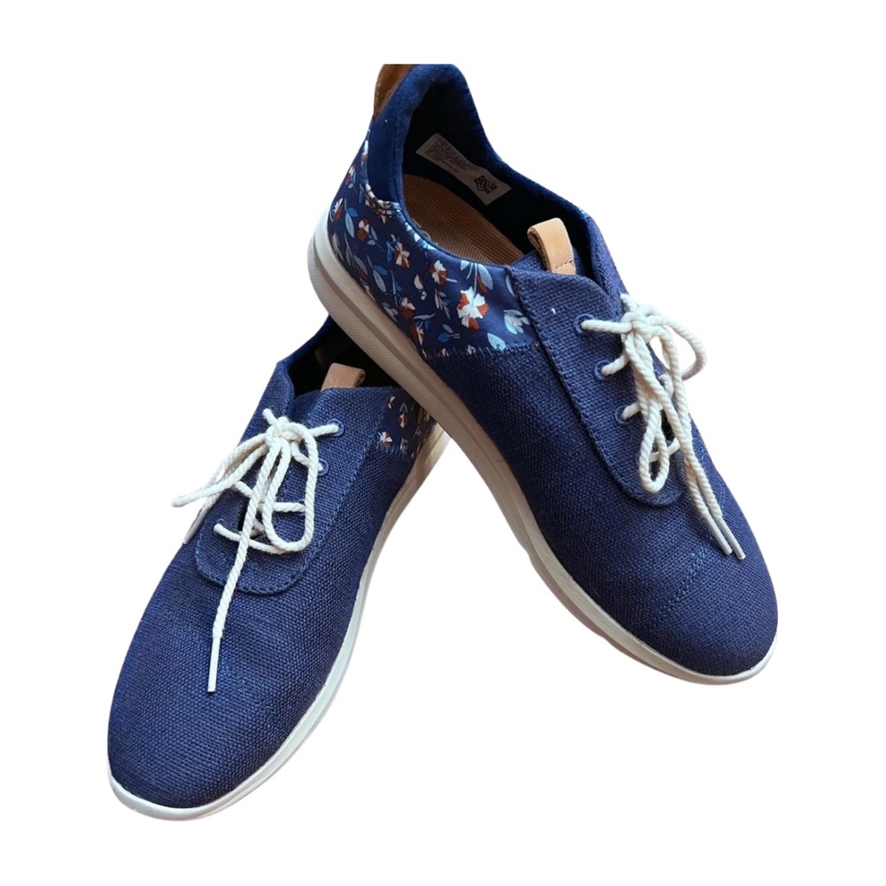 Toms Womens Deep Cobalt Blue Floral Pattern Size 8 Cabrillo Sneaker Shoes